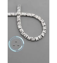Hematit Doğal Taş Mat Benekli Beyaz Kare Kesim Çift Delik 6x6mm Dizi [AA]