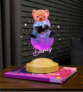 Hoş Geldin Bebek Hediyesi Ayıcık Gece Lambası, İsimli Teddy Bear Doğum Günü Hediyesi, Çocuk Odası Hediyesi Ayı Teddy Led Lamba Aydınlatması