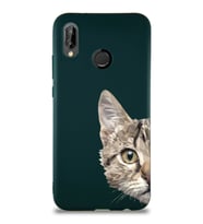 Huawei P20 Lite Soft Premier Kapak Catface Tasarımlı Silikon Kılıf - Yeşil (Şeffaf)