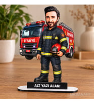 Fotoğraftan Kişiye Özel İtfahiye Karikatürlü 18 cm MDF Masaüstü Biblo - Meslek Sahibine Özel Hediye İş Arkadaşına ve Meslek Sahibine Hediye