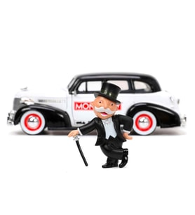 Mr. Monopoly Figür ve 1939 Chevy Master Aracı Die-Cast (Metal), 1:24 Ölçekli Araç