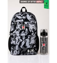 Lisanslı Beşiktaş Kamuflaj Büyük Boy Lise Okul Çantası Ve Matara Seti
