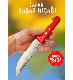 Tapan Kasap ve Mutfak Bıçağı 29 cm Dövme Çelik Kırmızı