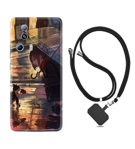 Xiaomi Mi 13 Lite Kılıf Silikon Boyun Askılı İpli Desenli Silikon Kız ve Kedi 1762