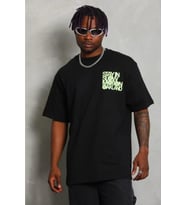 Erkek Baskılı T-Shirt Kısa Kol Bisiklet Yaka Regular Fit Rahat Kalıp Günlük Tişört - Siyah