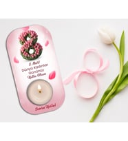 Dünya Kadınlar Günü 8 Mart Ahşap Tealight Mumluk – Kişiye Özel Tasarım UV Baskı