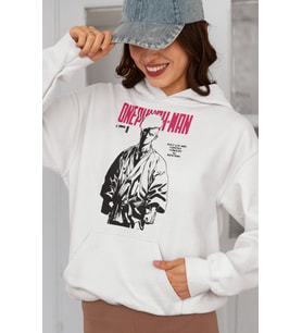 Özel Tasarım One Punch Man Baskılı Unisex Oversize Anime Hoodie