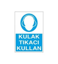Kulaklık Tıkacı Kullan Uyarı Levhası 60x90cm (Karışık)