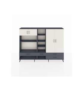 Arges Dolap 12 Raflı 4 Çekmeceli 4 Kapaklı 220x30x163 Antrasit-Aytaşı/Antrasit