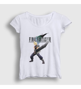Presmono Kadın Beyaz Cloud Strife Final Fantasy Vii T-Shirt 434712tt