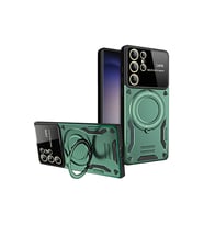 Samsung Galaxy S25 Ultra Kılıf Joy Lens Standlı Kapak - Koyu Yeşil