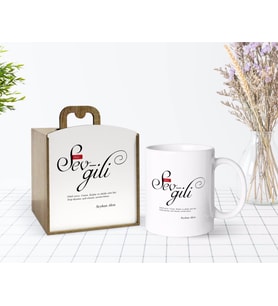 BK Gift Kişiye Özel Ahşap Kutuda Mânâ Sevgili Tasarımlı Beyaz Kupa Bardak-1