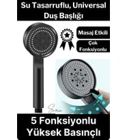 5 Fonksiyonlu Yüksek Basınçlı Ayarlanabilir Uzun Ömürlü Universal Su Tasarruflu Siyah Duş Başlığı