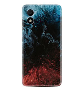 TCL 303 Kılıf Resimli Desenli Baskılı Silikon Red Blue Black Abstact 1386