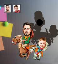 Kişiye Özel Babalar Günü Baba Erkek Çocuk Karikatürlü Ahşap Magnet Model-5