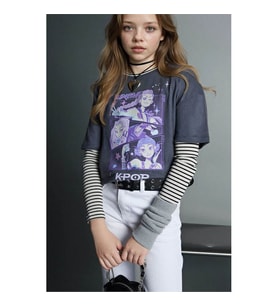 Defacto 26Y801002227 Antrasit Kız Çocuk T-Shirt H3842A8/AR58