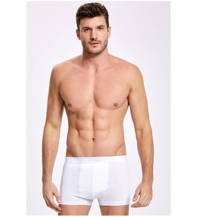 İlke Erkek Likralı Boxer 007 - 3 Adet (Beyaz)