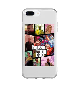Iphone 7 Plus ve 8 Plus Uyumlu Breaking Bad Gta Tasarımlı Şeffaf Telefon Kılıfı