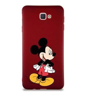 Samsung Galaxy J7 Prime 2 Soft Premier Kapak Mickey Mouse-D Tasarımlı Silikon Kılıf - Mürdüm (Şeffaf)