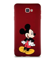 Samsung Galaxy J7 Prime 2 Soft Premier Kapak Mickey Mouse-D Tasarımlı Silikon Kılıf - Mürdüm (Şeffaf)