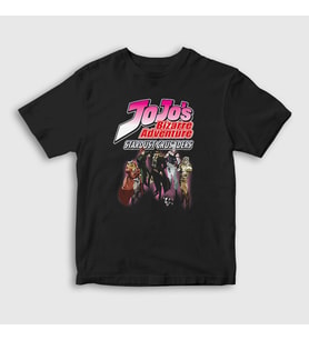 Presmono Unisex Çocuk Siyah Stardust Crusaders Anime Jojo T-Shirt 327298tt