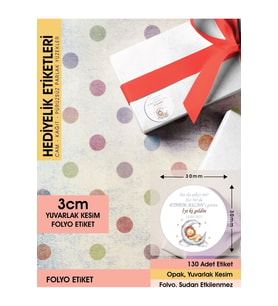 Aslan Konseptli Etiket, Hediyelik Etiket 3cm - 130 Adet Folyo Sticker