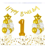 1 Yaş Doğum Günü Balon Seti Altın Happybirtday-