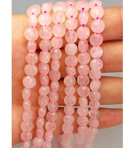 Pembe Kuvars Taşı YASSI Faset Kesim Dizi 6x4mm