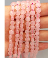 Pembe Kuvars Taşı YASSI Faset Kesim Dizi 6x4mm