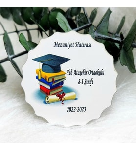 30 Adet Mezunlar Baskılı Ahşap Magnet Mezuniyet Hatırası-