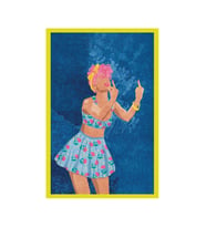 Not Your Girl – Güçlü Kadın İllüstrasyonlu Kartpostal & Hediye Not Kartı Sanatsal Tasarım  10x15 cm (Mavi-Yeşil-Siyah-Beyaz)