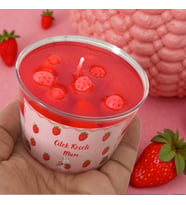 🍓 Çilek Reçeli Mum – Soya Wax & Jel Mum  Çilek Kokulu (Kırmızı-Beyaz)