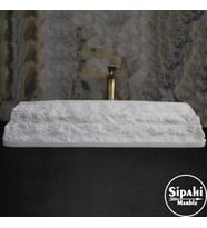 Beyaz Mermer Dışı Eğimli Patlatma Kare Lavabo