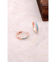 Rose Gümüş Mini Boy 12 mm Turkuaz Halka Küpe 4966