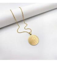 Lorivelle Gold Renk Allah Lafızlı ve Dualı Madalyon Çelik Kolye - Arapça Hat Sanatı Manevi Tasarım