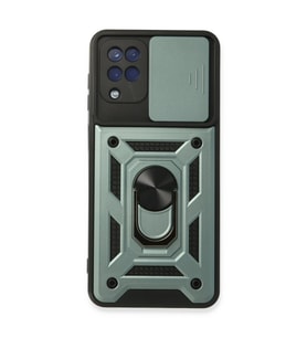 Samsung Galaxy A22 Kılıf Pars Lens Yüzüklü Silikon - Yeşil