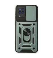 Samsung Galaxy A22 Kılıf Pars Lens Yüzüklü Silikon - Yeşil