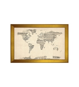 Harita Temalı Kanvas Tablo 50 x 70 cm Gold Çerçeve