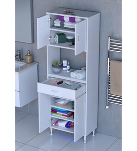 Eliusta Lora Beyaz Dolap 55 cm Genişliği ve 173 cm Yüksekliği İle Dikey Depolama Ünitesi 55x173x32,5 cm