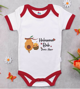BK Kids Kişiye Özel Halasının Balı Tasarımlı Kırmızı Bebek Body Zıbın-1