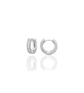 Gümüş rodyumlu baget kesim zirkon taşlı 13 mm tamtur halka küpe  SGTL12783RODAJ