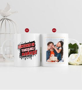 BK Gift Kişiye Özel Babalar Günü Hediyesi Fotoğraflı Kupa Bardak-50 (Beyaz)