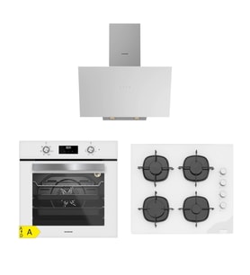 Silverline Beyaz Ankastre Set BO6502W02 Fırın CS5335W02 Cam Ocak 3481 Davlumbaz 3'lü Set