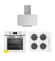 Silverline Beyaz Ankastre Set BO6502W02 Fırın CS5335W02 Cam Ocak 3481 Davlumbaz 3'lü Set