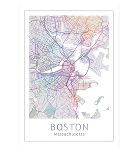 Boston Haritası, Abd Şehir Massachusetts, Seyahat, Gezgin Hediye Tablo Ahşap Poster Dekoratif