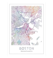Boston Haritası, Abd Şehir Massachusetts, Seyahat, Gezgin Hediye Tablo Ahşap Poster Dekoratif