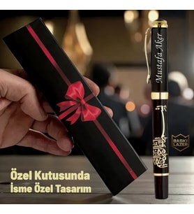 İsme Özel Lüks Metal Kutulu Hediye Paketli Kalem - Atatürk Besmele Osmanlı Teması Seçenekleriyle