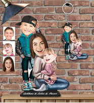 Kişiye Özel Anne Oğul Ahşap Biblo ve Anahtarlık 2 li set-1