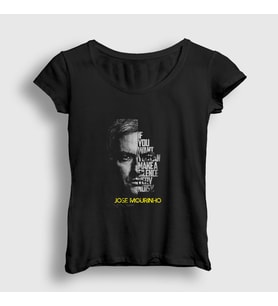 Presmono Kadın Siyah Silence Jose Mourinho T-Shirt 339769tt