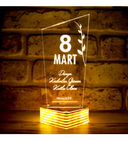 Kişiye Özel 8 Mart Dünya Kadınlar Günü Hediyesi 3D Lamba (Beyaz)